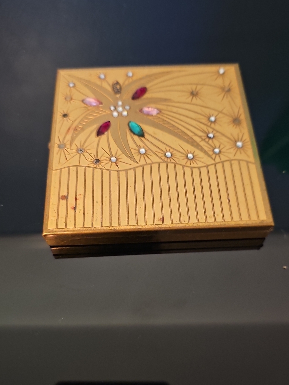 Gold Jeweled Compact Case - Decorative Women's Accessory